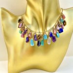 Vintage Coloured Beaded Necklace from set of Coloured Bead Earrings, Necklace &amp; Brooch. Combined or Separate.