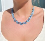 Designer Blue Costume Necklace with Blue Crystal Gems. SOLD.