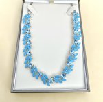 Designer Blue Costume Necklace with Blue Crystal Gems. SOLD.