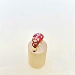 14ct. Gold Diamond &amp; Red Enamel Bombé Ring.