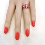 14ct. Gold Diamond &amp; Red Enamel Bombé Ring.