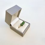 10ct. Gold Ring set with Three Green Diopside Gemstones.