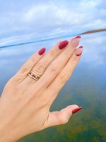 14ct. Gold Diamond, Ruby, Emerald &amp; Sapphire Half Eternity Style Ring. 