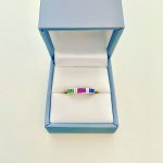 14ct. Gold Diamond, Ruby, Emerald &amp; Sapphire Half Eternity Style Ring. 