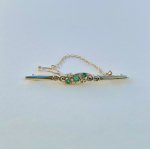 Vintage 9ct. Gold Brooch set with Emeralds &amp; Diamonds. 
