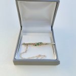 Vintage 9ct. Gold Brooch set with Emeralds &amp; Diamonds. 