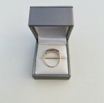 9ct. Yellow Gold Half Eternity Ring with Diamonds &amp; Words. 
