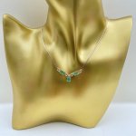 Hallmarked 9ct. Gold Emerald &amp; Diamond Necklace. JUST IN!