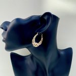 Hallmarked 9ct. Gold Large Hoop Earrings / Design to Both Surfaces. JUST IN!