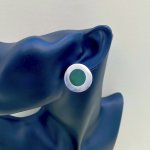 Mexican Silver Circular Earrings with Bottle Green Centre. NEW IN STOCK.