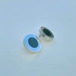 Mexican Silver Circular Earrings with Bottle Green Centre. NEW IN STOCK.