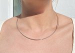 Handmade Silver &amp; Red Square Pendant on Omega Collarette necklace. NEW IN STOCK.