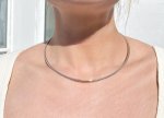 Handmade Silver &amp; Red Square Pendant on Omega Collarette necklace. NEW IN STOCK.