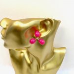 Vintage Raspberry Coloured Propeller Shaped Earrings.