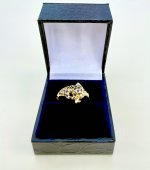 Hallmarked 9ct. Gold Panther Ring with Sapphires.