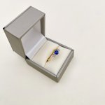 Sapphire &amp; Diamond 3-Stone Ring. NEW IN STOCK.