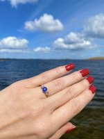 Sapphire &amp; Diamond 3-Stone Ring. NEW IN STOCK.