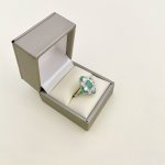 Art Deco Style Platinum Emerald &amp; Diamond Ring. NEW IN STOCK.
