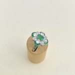 Art Deco Style Platinum Emerald &amp; Diamond Ring. NEW IN STOCK.