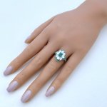 Art Deco Style Platinum Emerald &amp; Diamond Ring. NEW IN STOCK.