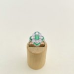Art Deco Style Platinum Emerald &amp; Diamond Ring. NEW IN STOCK.