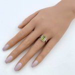 9ct. White Gold Peridot &amp; Diamond Ring. NEW IN STOCK.
