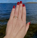 18ct. Gold &amp; Platinum Vertical 3-Stone Diamond Ring. NEW IN STOCK.