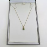 Hallmarked 9ct. Gold Emerald &amp; Diamond Pendant on Chain. NEW STOCK.