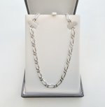 Hallmarked Silver Long Figaro Chain. NEW STOCK.