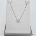 9ct. White Gold Diamond Double-Heart Pendant. NEW STOCK.