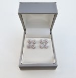 9ct. White Gold Floral Design Diamond Earrings. NEW STOCK.