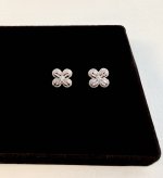 9ct. White Gold Floral Design Diamond Earrings. NEW STOCK.