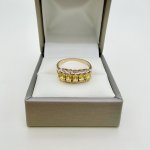 9ct. Gold 5-Stone Yellow Sapphire &amp; Diamond Ring. NEW STOCK.
