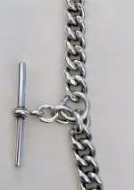 Antique Silver Double Albert Chain with T-Bar. NEW STOCK. SOLD.