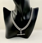 Antique Silver Double Albert Chain with T-Bar. NEW STOCK. SOLD.
