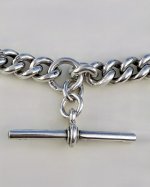 Antique Silver Double Albert Chain with T-Bar. NEW STOCK. SOLD.