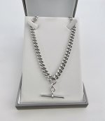 Antique Silver Double Albert Chain with T-Bar. NEW STOCK. SOLD.