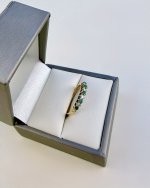Hallmarked 9ct. Gold Emerald &amp; Diamond Half Eternity Ring. NEW STOCK.