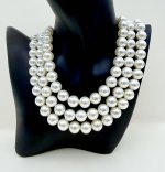 Pearl Necklace 12 mm. Triple Row. NEW STOCK.