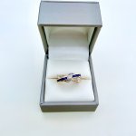 9ct. Yellow Gold Sapphire &amp; Diamond Double Band Ring. NEW STOCK.