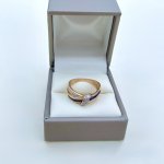 9ct. Yellow Gold Sapphire &amp; Diamond Double Band Ring. NEW STOCK.