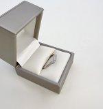 9ct. White Gold Diamond Half Eternity Ring / Design Detail to Centre. NEW STOCK.