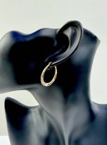 9ct. Yellow Gold Star-Embossed Oval Hoop Earrings. NEW STOCK.