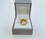 18ct. Yellow Gold Lemon Quartz &amp; Diamond Set Ring. NEW STOCK.