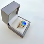 Trilliant Ocean Green Gemstone Ring in Sculptural Gold-Over-Silver Setting. NEW STOCK. 