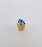 Trilliant Ocean Green Gemstone Ring in Sculptural Gold-Over-Silver Setting. NEW STOCK. 