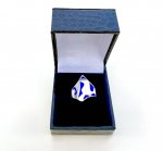 Handcrafted Italian Silver Ring with Cobalt Blue Enamel Design.  NEW STOCK.