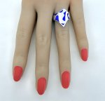 Handcrafted Italian Silver Ring with Cobalt Blue Enamel Design.  NEW STOCK.