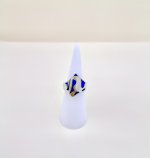 Handcrafted Italian Silver Ring with Cobalt Blue Enamel Design.  NEW STOCK.