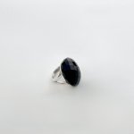 Large Faceted Black Agate Sterling Silver Ring. NEW IN.